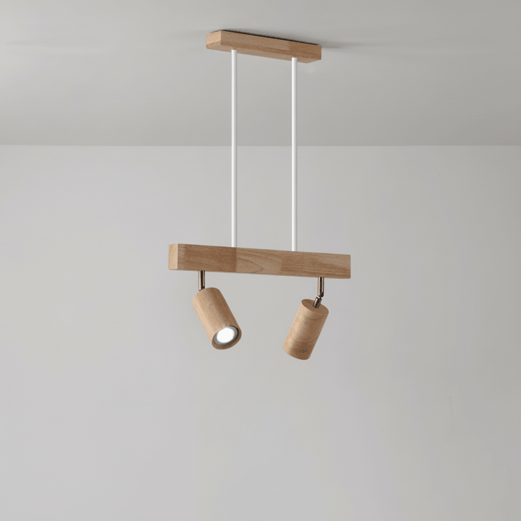 Solid Wood Ceiling Light with Adjustable Spotlight Heads for Focused Lighting, view 11