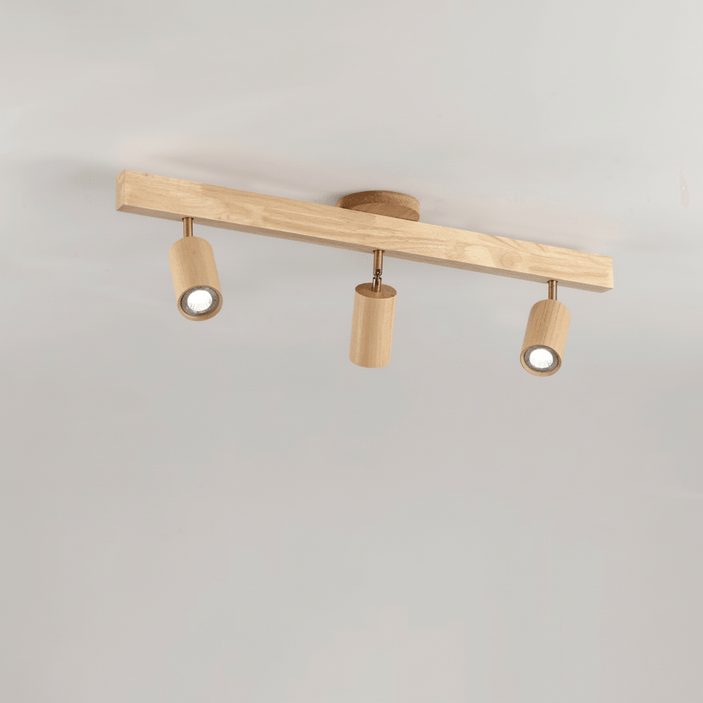 Solid Wood Ceiling Light with Adjustable Spotlight Heads for Focused Lighting, view 12