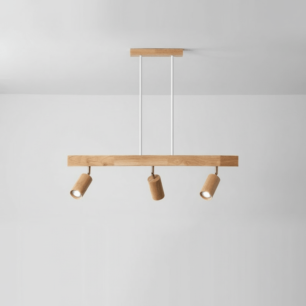 Solid Wood Ceiling Light with Adjustable Spotlight Heads for Focused Lighting, view 13