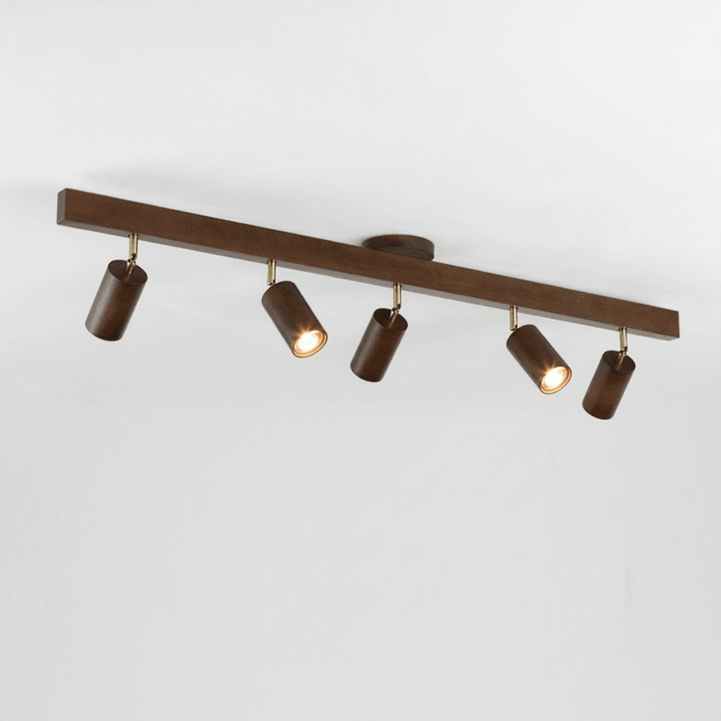 Solid Wood Ceiling Light with Adjustable Spotlight Heads for Focused Lighting, view 14