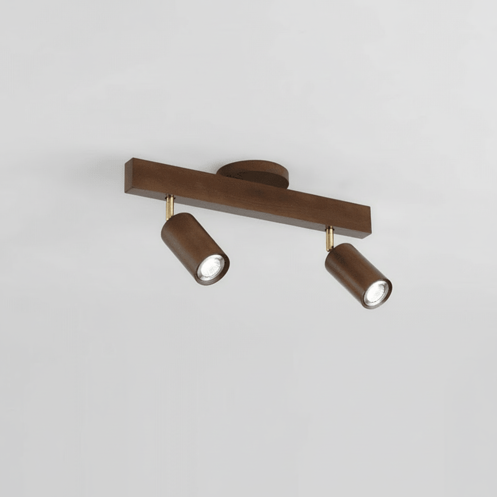 Solid Wood Ceiling Light with Adjustable Spotlight Heads for Focused Lighting, view 15