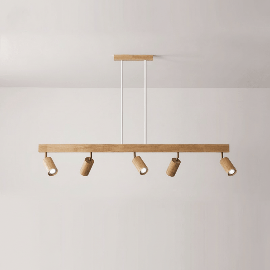 Solid Wood Ceiling Light with Adjustable Spotlight Heads for Focused Lighting, view 17