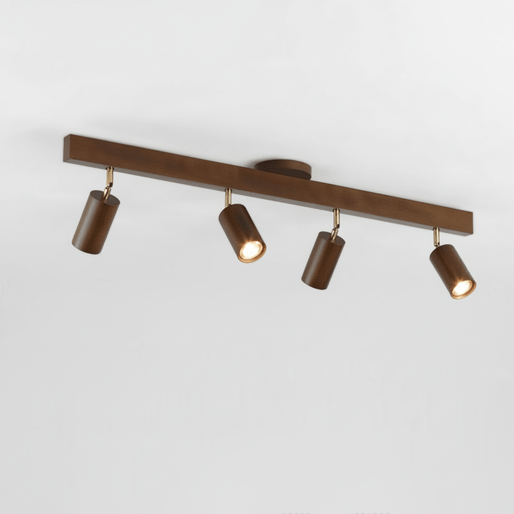 Solid Wood Ceiling Light with Adjustable Spotlight Heads for Focused Lighting, view 18
