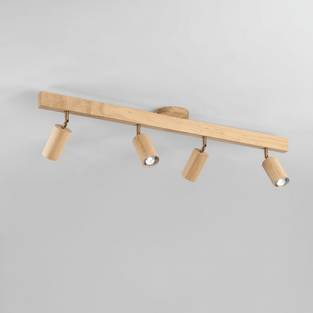 Solid Wood Ceiling Light with Adjustable Spotlight Heads for Focused Lighting, view 21