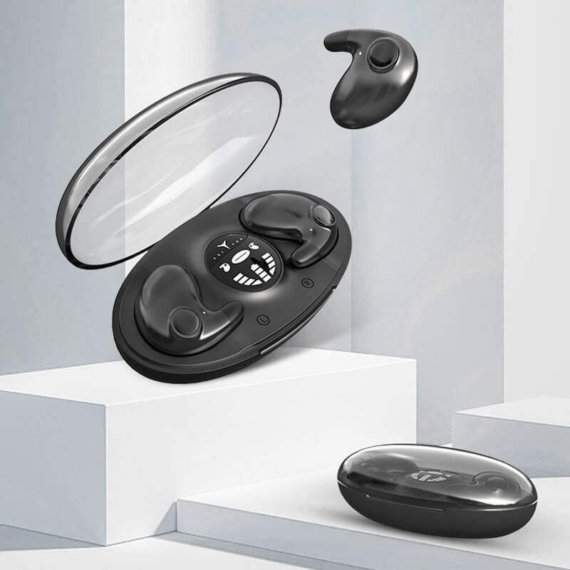 Wireless Sleep Earbuds for Side Sleepers - Mini Bluetooth 5.3 Flat Headphones, 24-Hour Playtime, Lightweight 2.3g, Black (6)