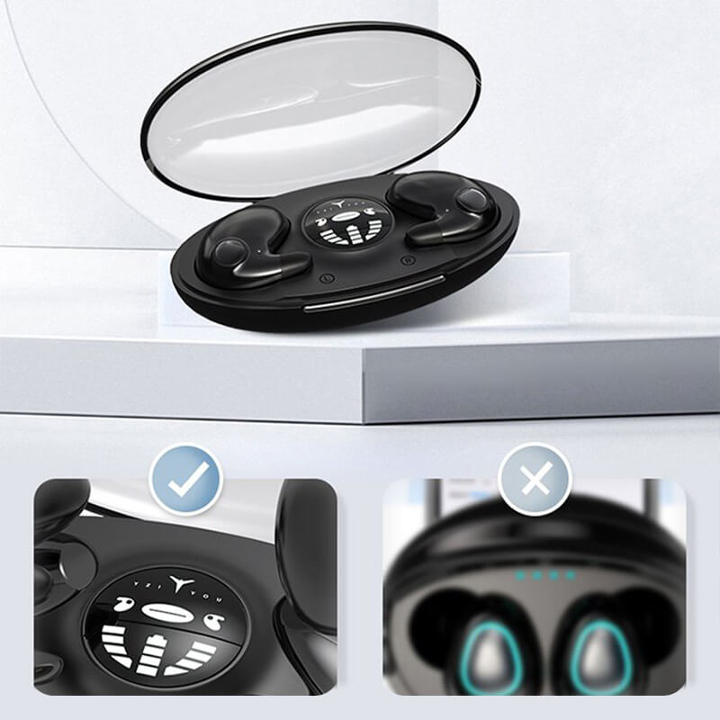 Wireless Sleep Earbuds for Side Sleepers - Mini Bluetooth 5.3 Flat Headphones, 24-Hour Playtime, Lightweight 2.3g, Black (8)