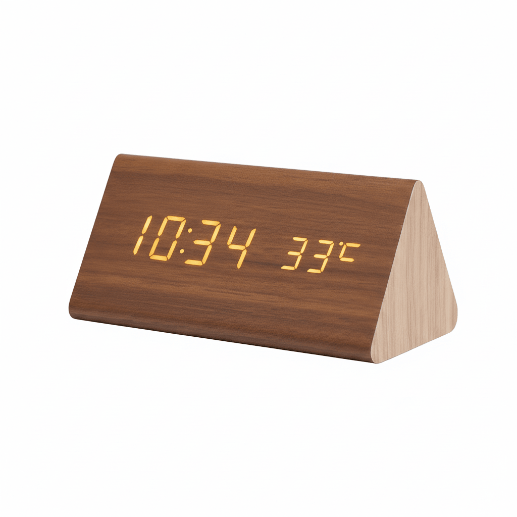 Sound Activated LED Wooden Clock, 3.1 x 5.9 x 3.5 in, Battery or USB, view 7