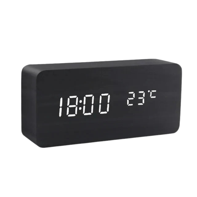 Sound Activated LED Wooden Clock, 3.1 x 5.9 x 3.5 in, Battery or USB, view 8
