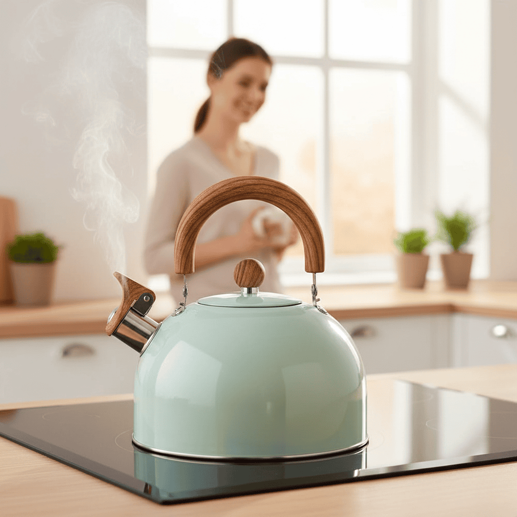 Stainless Steel Whistling Tea Kettle, 3 Liter (101 fl oz) for All Stovetops, view 2