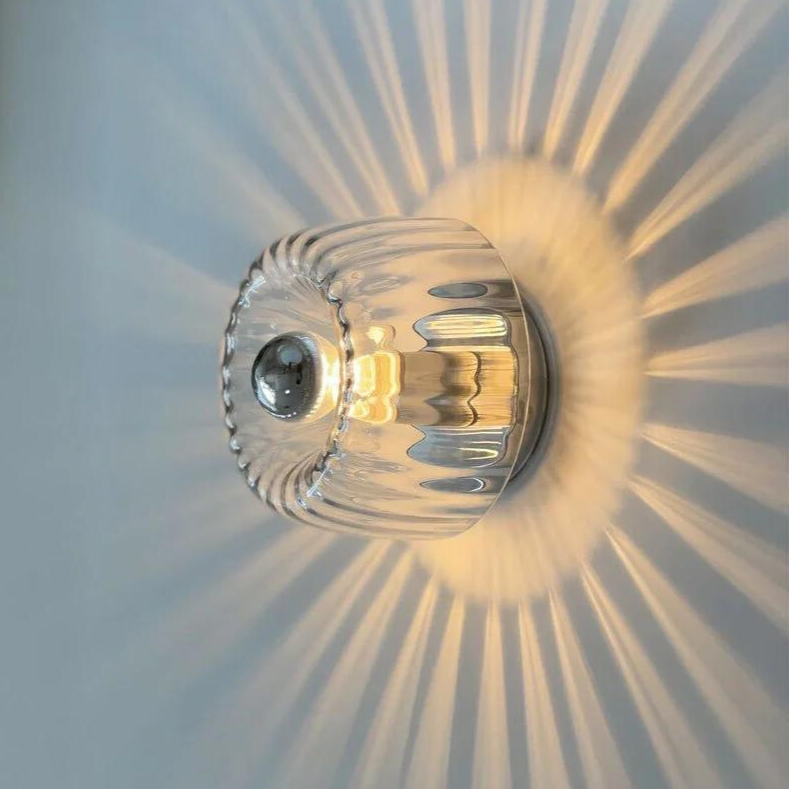 Glass Globe Wall Sconce - Frosted Glass Shade with Metal Base, Mid-Century Modern Wall Lamp for Bedroom, Living Room, Hallway