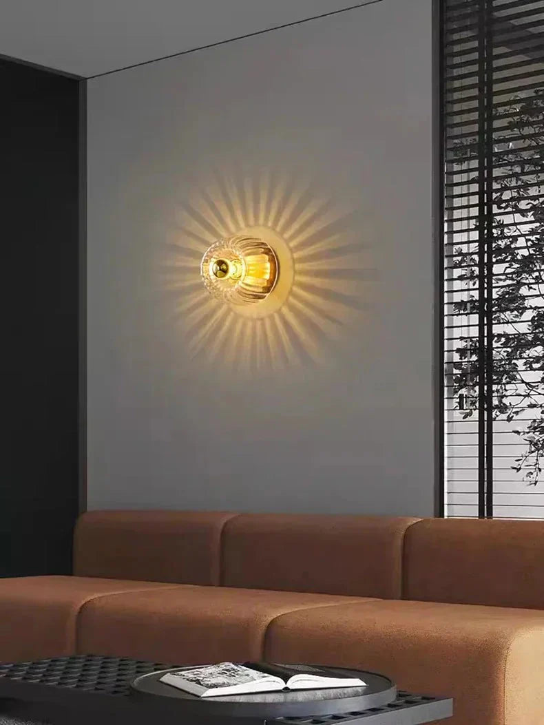 Glass Globe Wall Sconce - Frosted Glass Shade with Metal Base, Mid-Century Modern Wall Lamp for Bedroom, Living Room, Hallway (4)