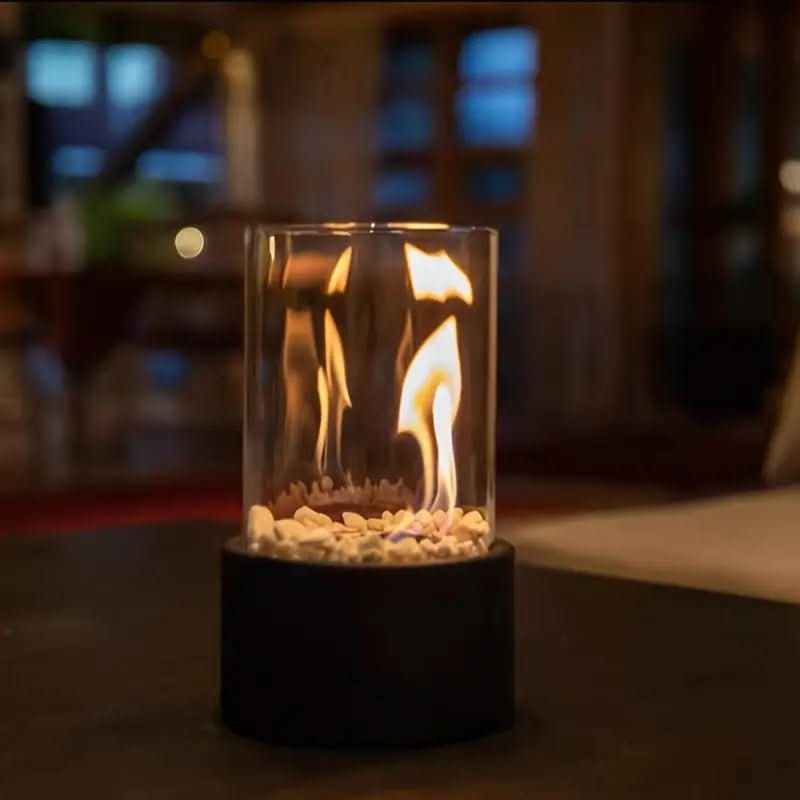 Tabletop Bioethanol Fireplace with Metal Frame and Heat Resistant Glass, Smoke Free, view 6