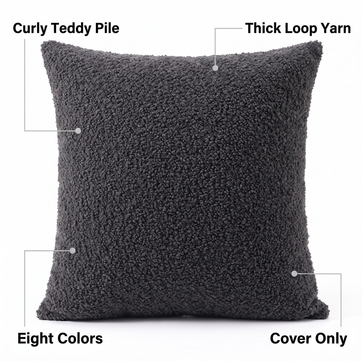 Teddy Fleece Cushion Cover | Curly Loop Pile, 12-20in