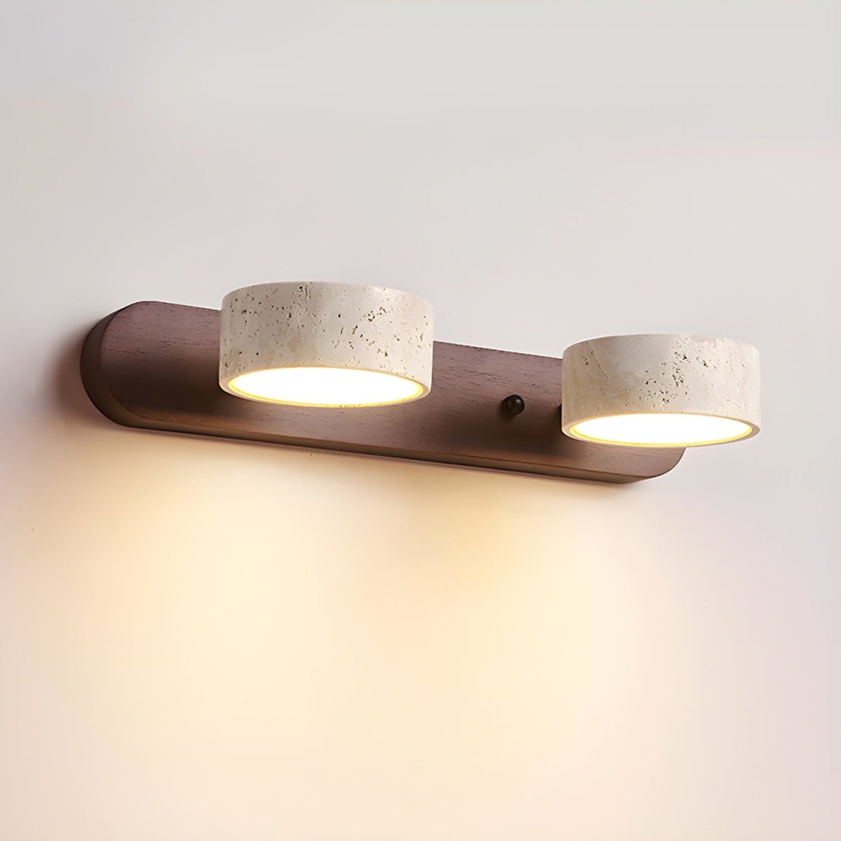 Travertine and Wood LED Wall Sconce with Indirect Up and Down Light, view 2