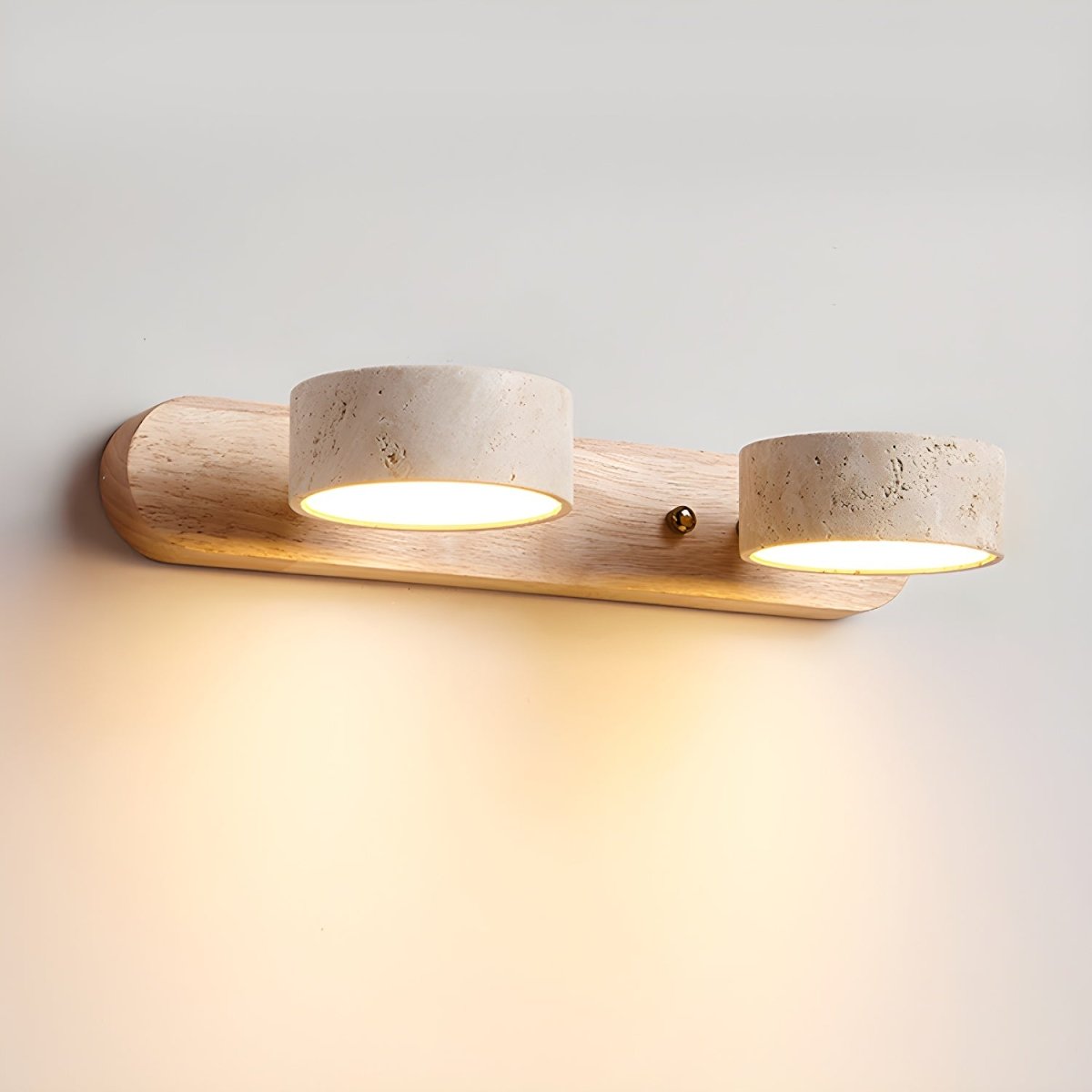 Travertine and Wood LED Wall Sconce with Indirect Up and Down Light, view 12