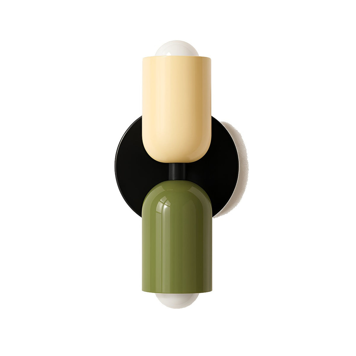 Two-Tone Metal Wall Light - Beige, Green & Black