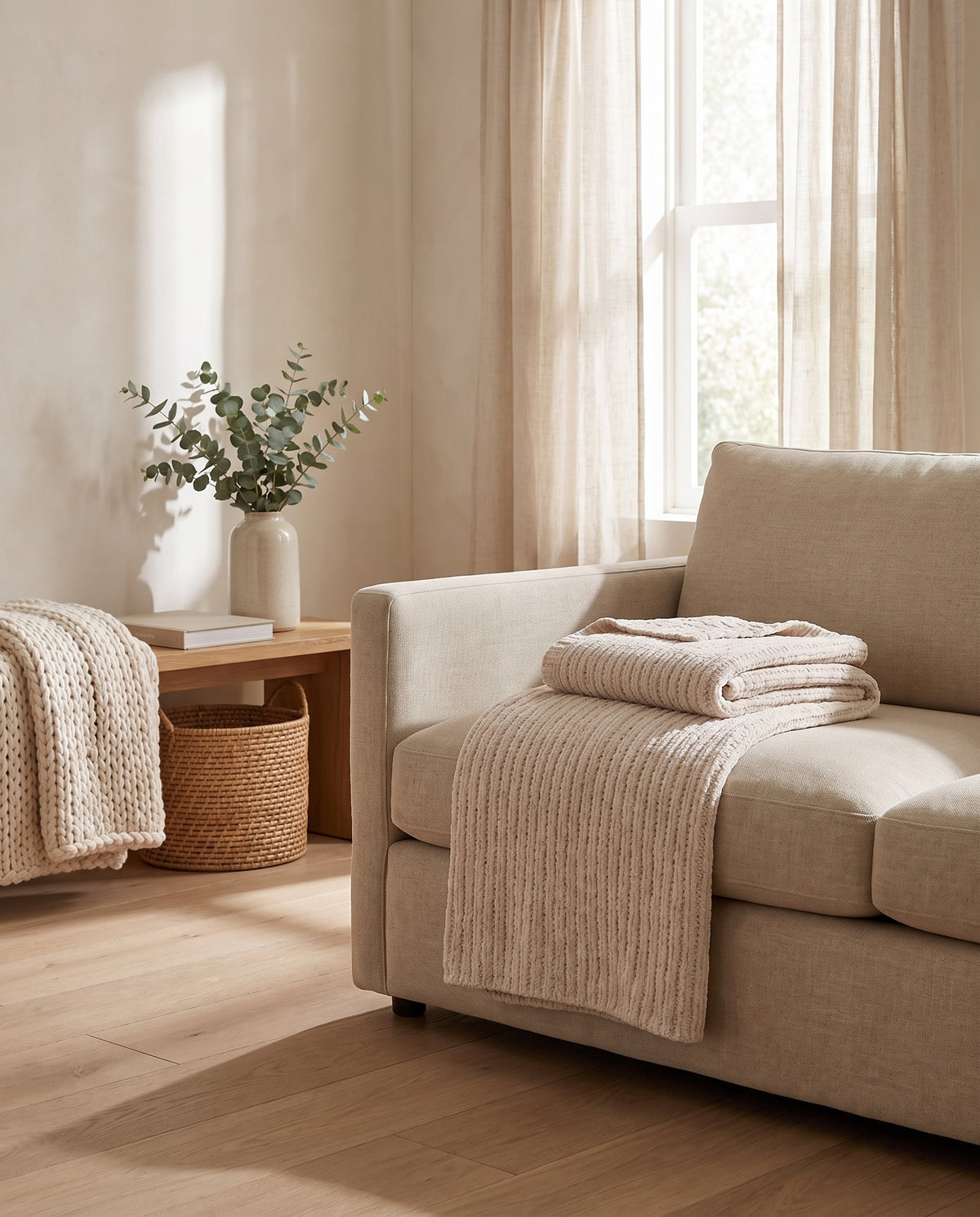 Ultra-Soft Chenille Ribbed Plush Throw Blanket | Everyday Throw, 47in