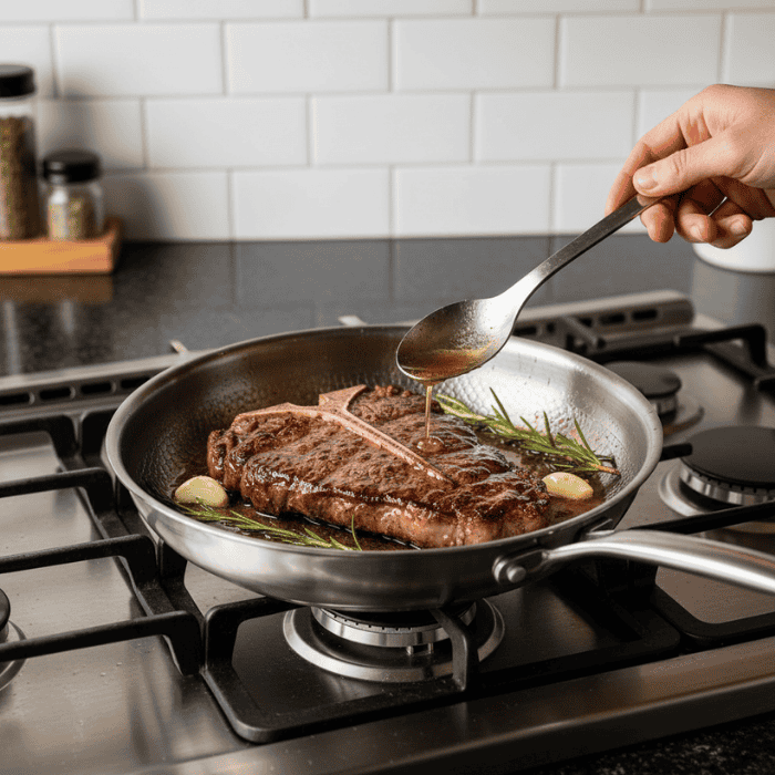 Uncoated Tri-Ply Stainless Steel Frying Pan for All Stovetops Including Induction, view 1