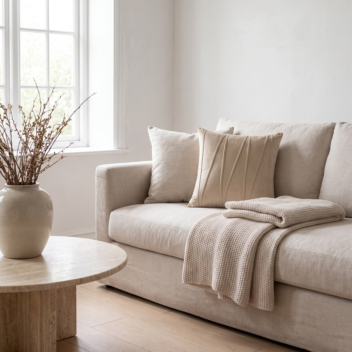 Wave Line Velvet Cushion Cover | Minimalist, 18in