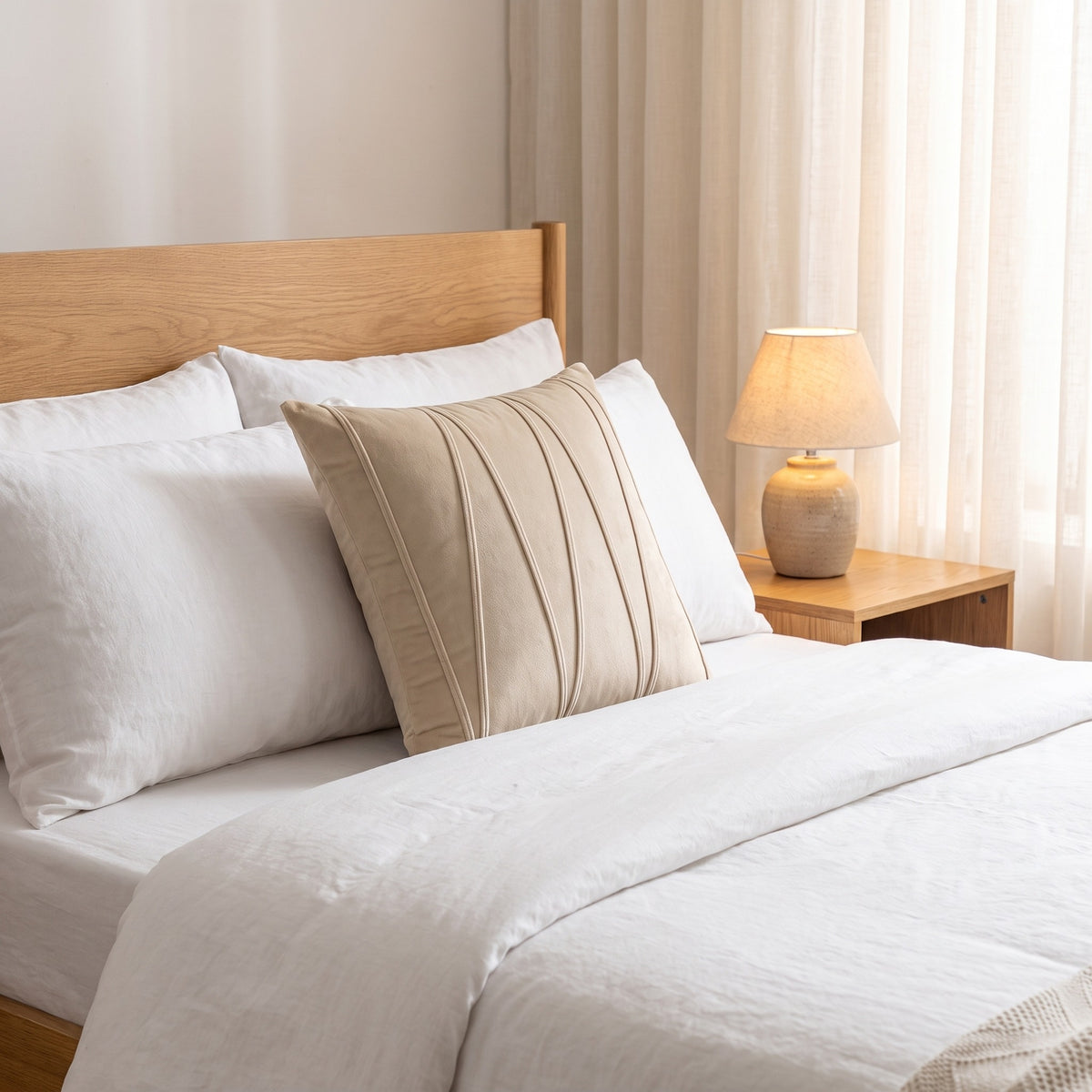 Wave Line Velvet Cushion Cover | Minimalist, 18in
