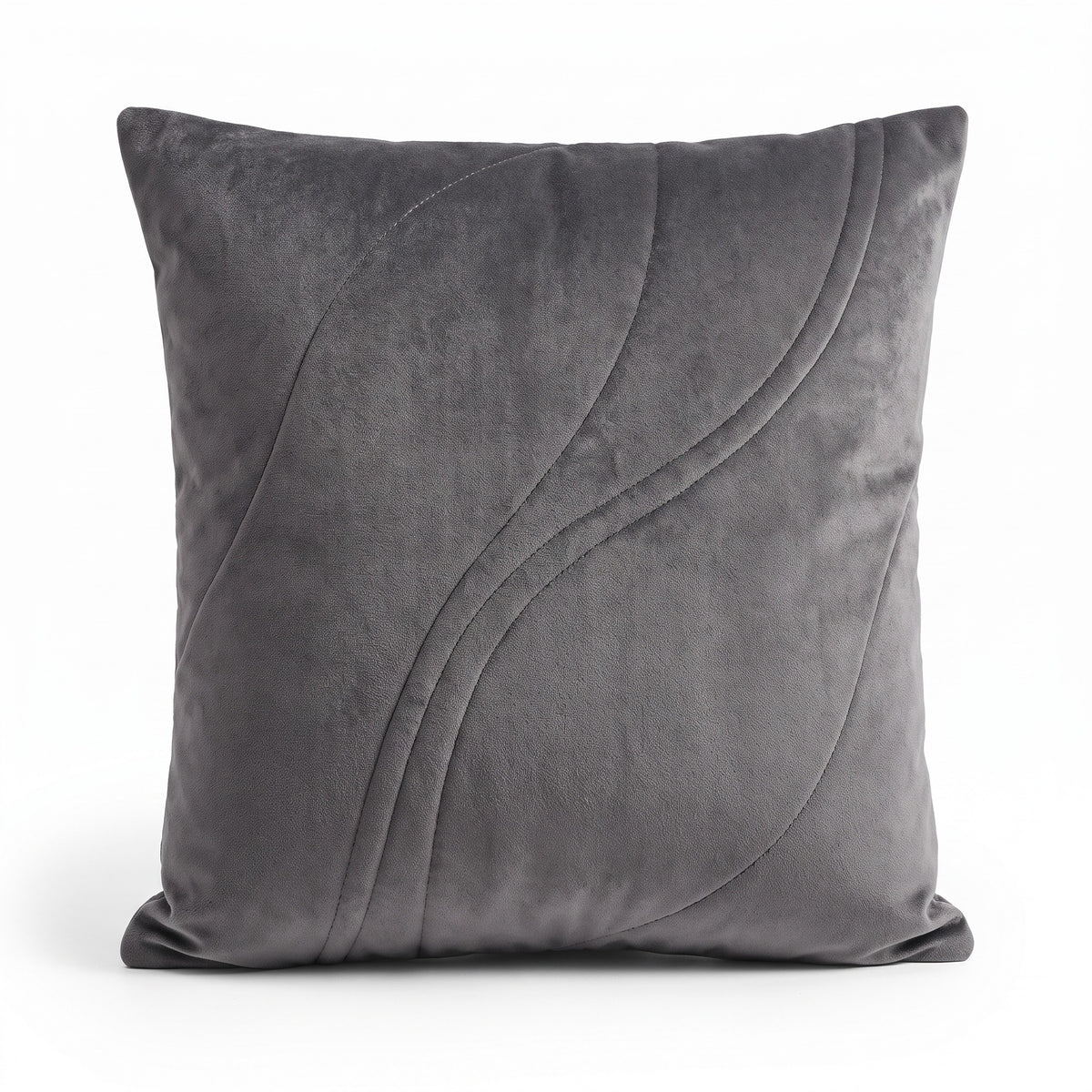 Wave Line Velvet Cushion Cover | Minimalist, 18in