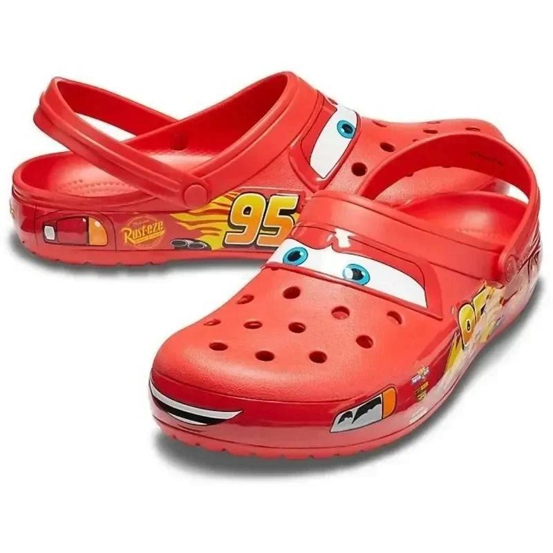 Kids Clogs - Slip-Resistant Red Race Car Play Shoes, Lightweight Toddler Water Sandals