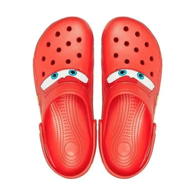 Kids Clogs - Slip-Resistant Red Race Car Play Shoes, Lightweight Toddler Water Sandals (4)