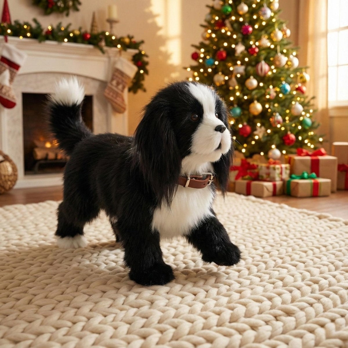 Child clapping to make the plush puppy walk