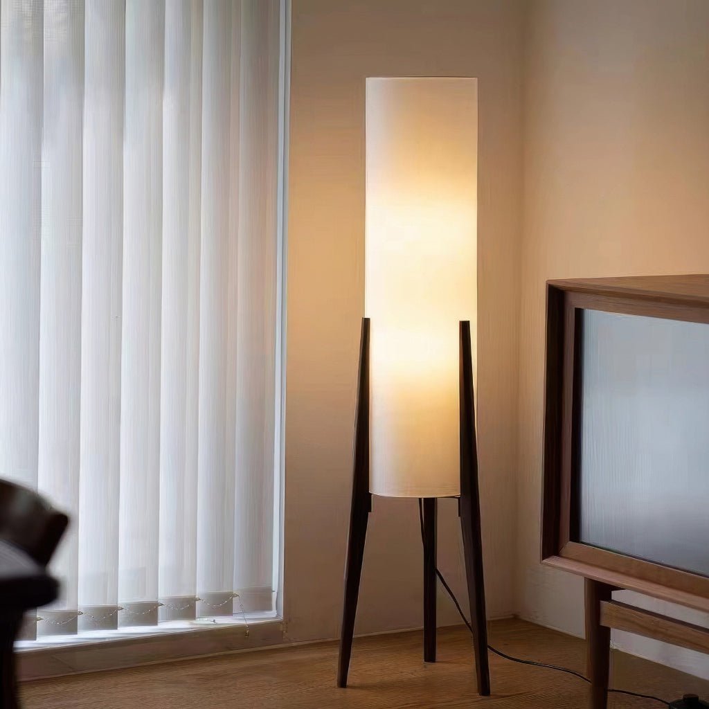 Walnut Wood Floor Lamp with Dimmable LED in Scandinavian Style, view 3