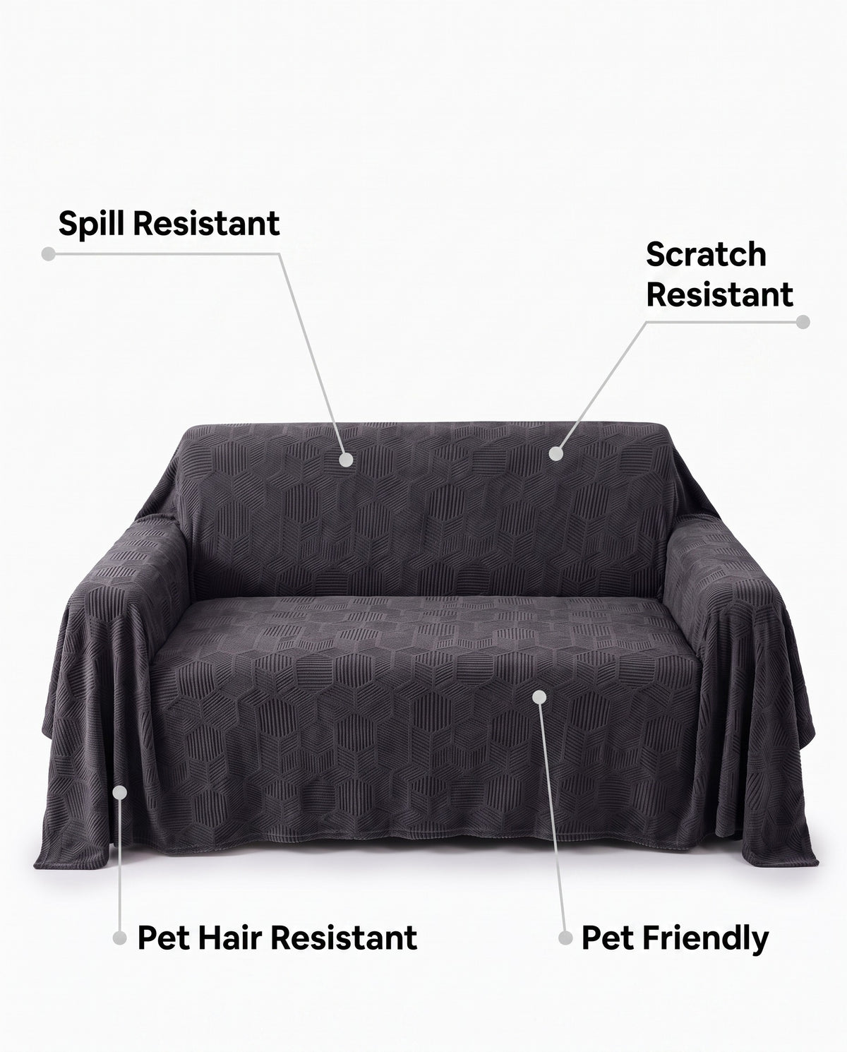 Spill-Resistant Honeycomb Jacquard Stretch Sofa Cover - Full-Cov | Scratch Resistant