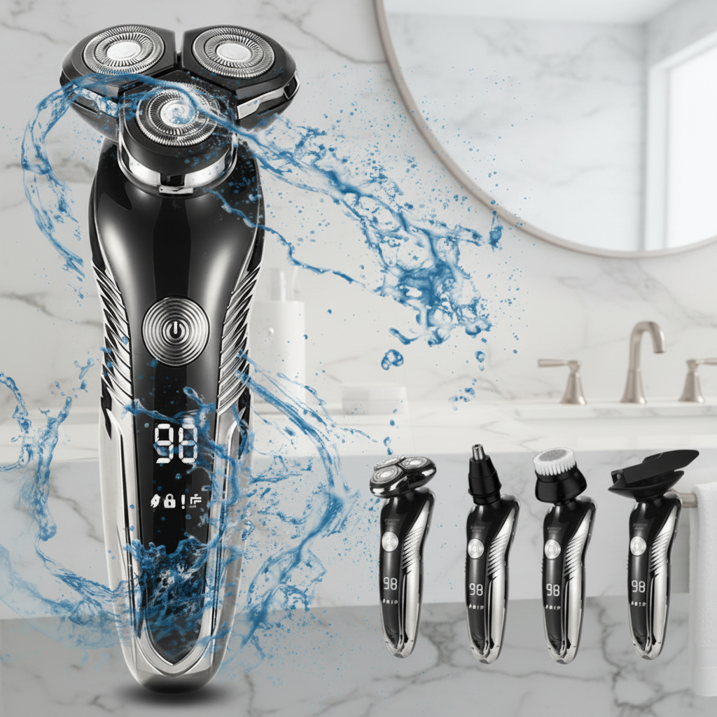 Waterproof Rechargeable Electric Shaver, Basic or Deluxe Set, view 6