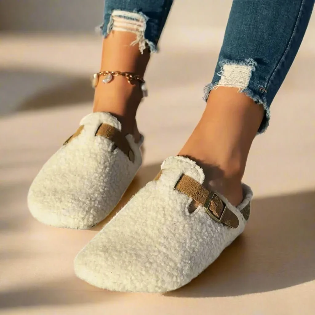 Winter Mule Slippers with Thick Sheep Wool Lining and Non Slip Sole, view 6
