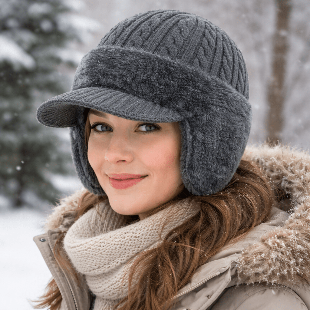 Winter Trapper Hat with Built-In Ear Flaps in Four Colors, view 1