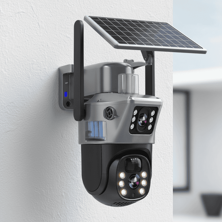 Wireless 4K Solar Security Camera with Dual Lens and Night Vision, view 1