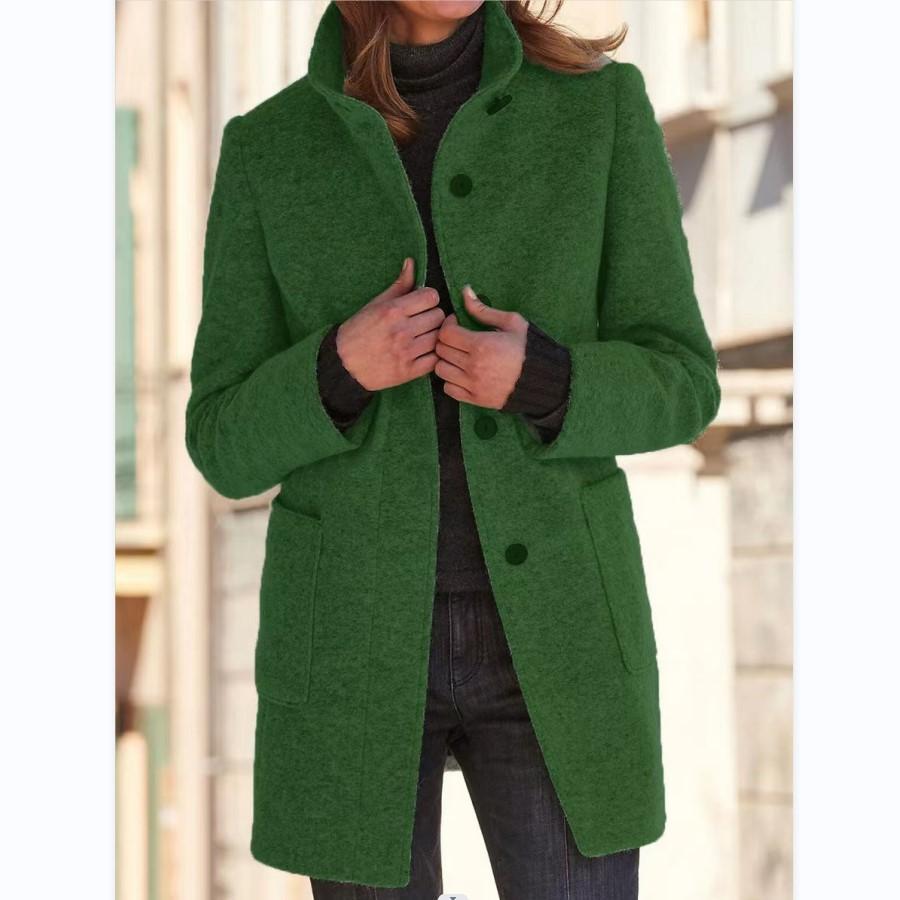 Women's Classic Wool Coat with Retro Button Front in Six Colors, view 5