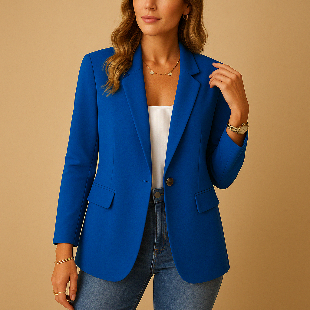 Women's Fitted Hip Length Blazer with Notch Lapel in 8 Colors, view 6