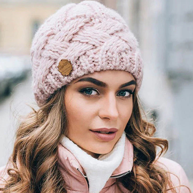 Women's Knit Winter Beanie in Wool Cotton Blend in Seven Colors, view 6