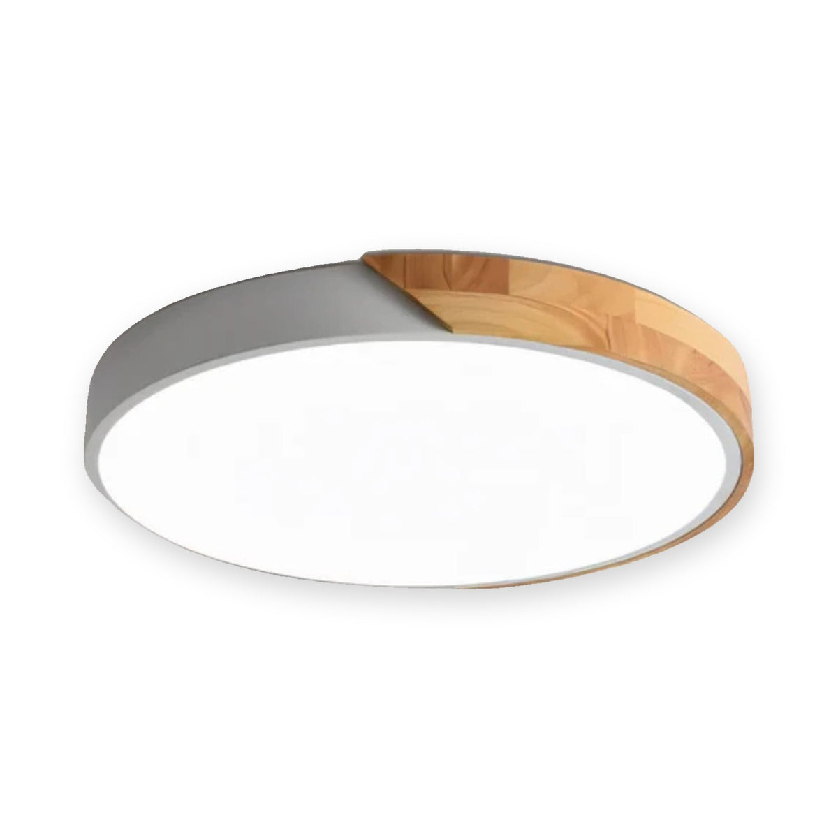 Wood Accent LED Flush Mount Ceiling Light - White