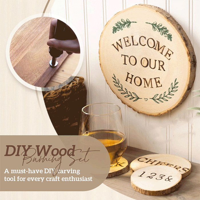 Wood burning pen engraving a design into a wooden board