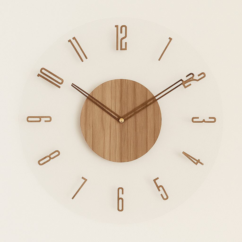 Wooden Wall Clock with Silent Quartz Movement, 13.8 in Diameter, view 4