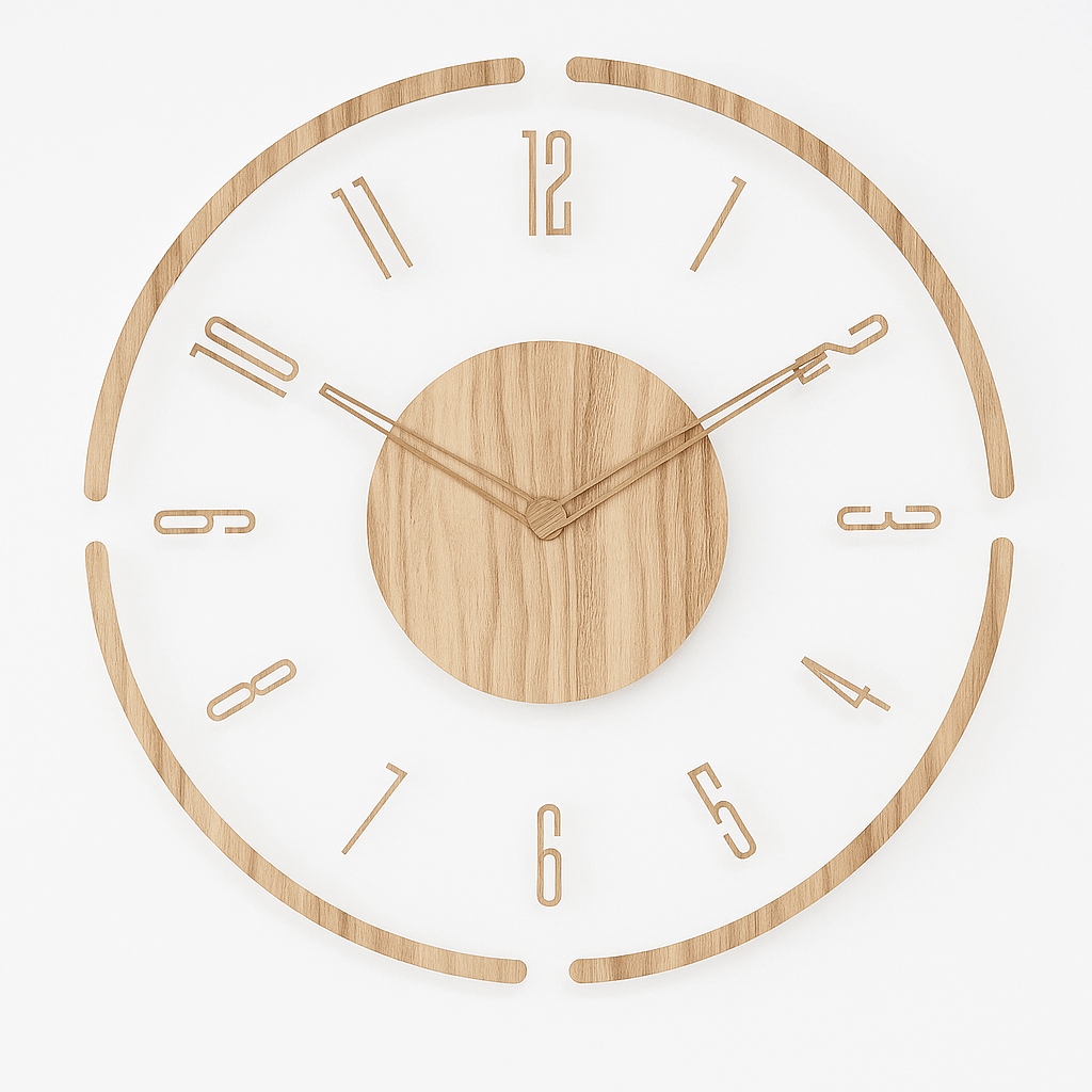 Wooden Wall Clock with Silent Quartz Movement, 13.8 in Diameter, view 6