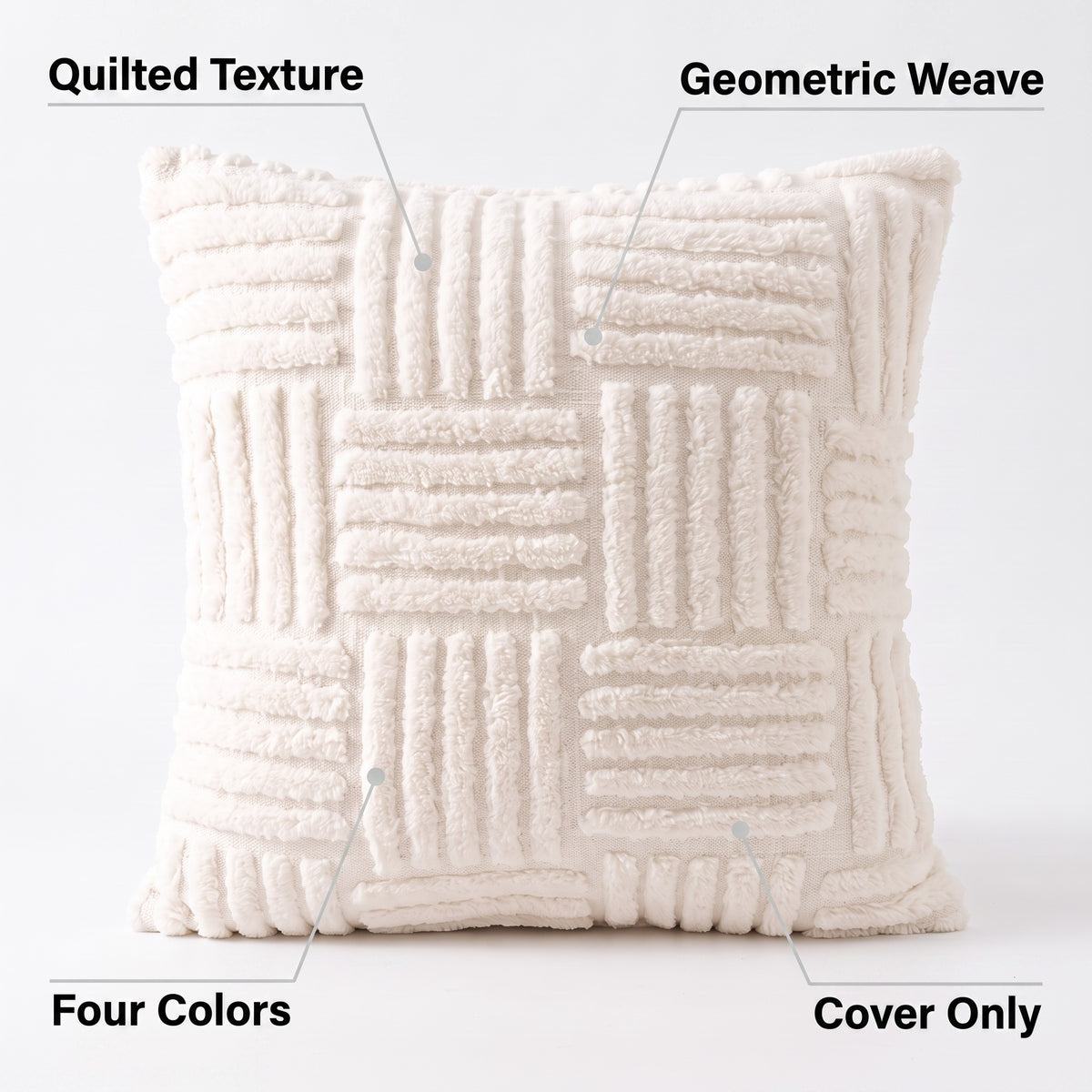 Textured Cushion Cover | Quilted Weave, 4 Colors