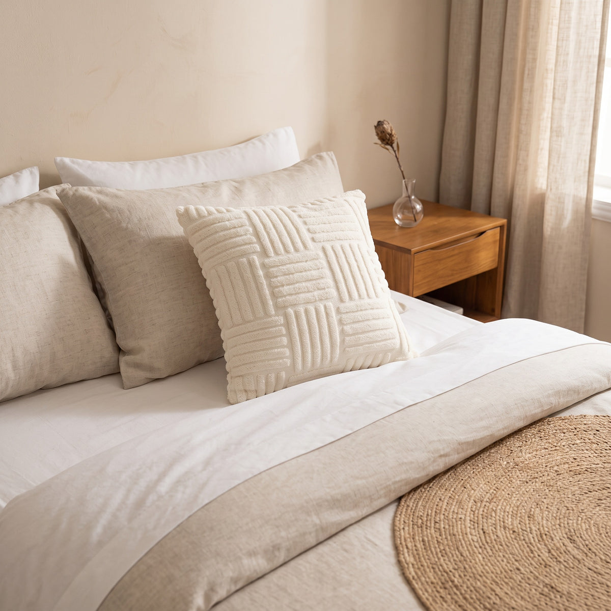 Textured Cushion Cover | Quilted Weave, 4 Colors